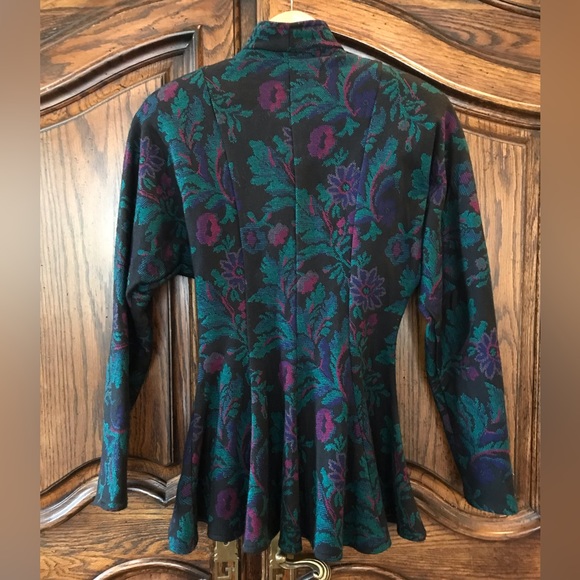 Vintage Floral Peplum Blazer Size 3/4 - Picture 4 of 5